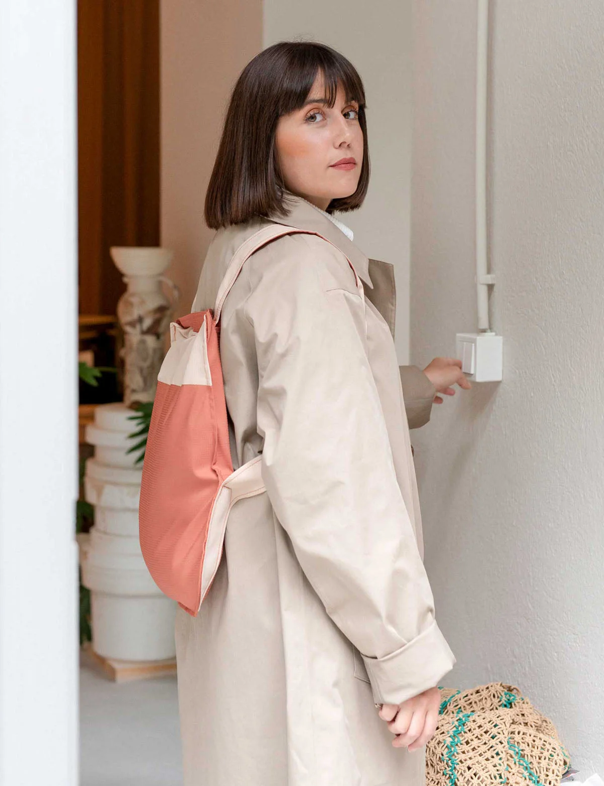Notabag 2-in-1 Rucksack und Einkaufstasche – Muster & Dots Sand Terracotta, Detailansicht 2 | One Horizon