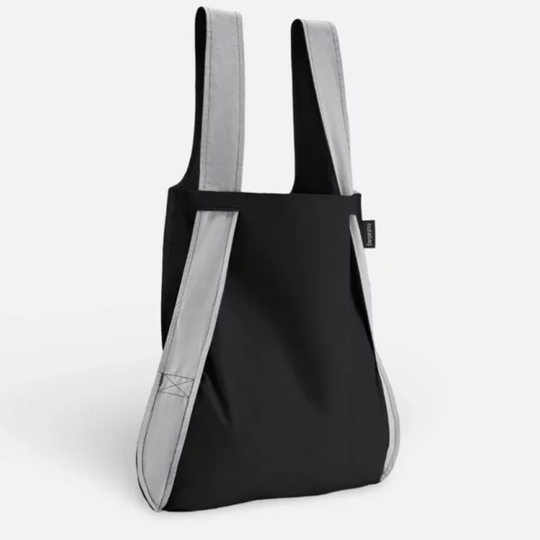 2-in-1 Rucksack und Einkaufstasche – Muster & Dots - Schwarz & Grau