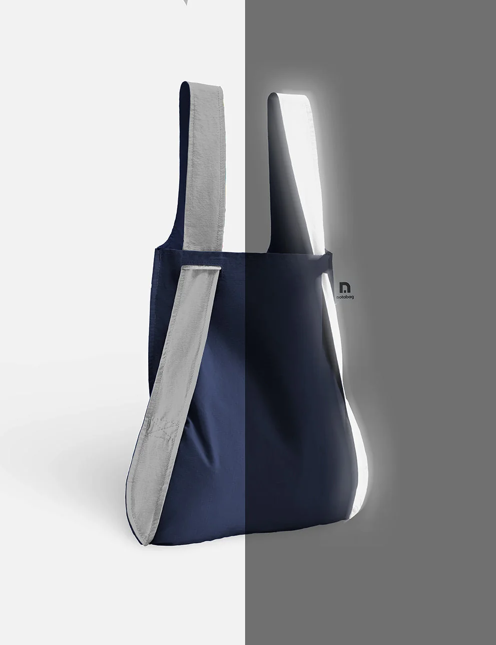 Notabag 2-in-1 Rucksack und Einkaufstasche – Reflective Reflektierend Navy | One Horizon