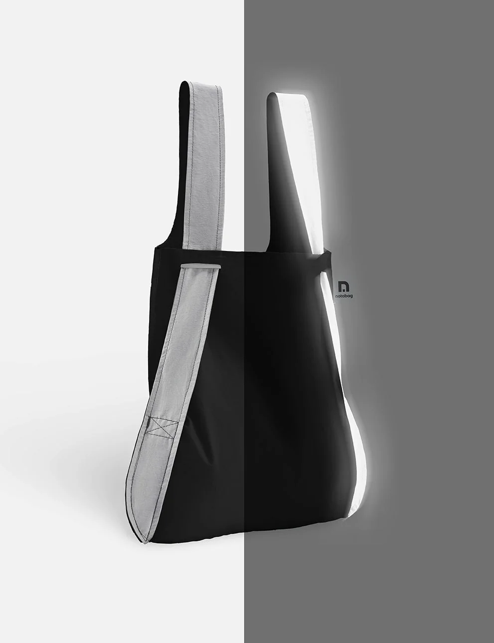 Notabag 2-in-1 Rucksack und Einkaufstasche – Reflective Reflektierend Schwarz | One Horizon