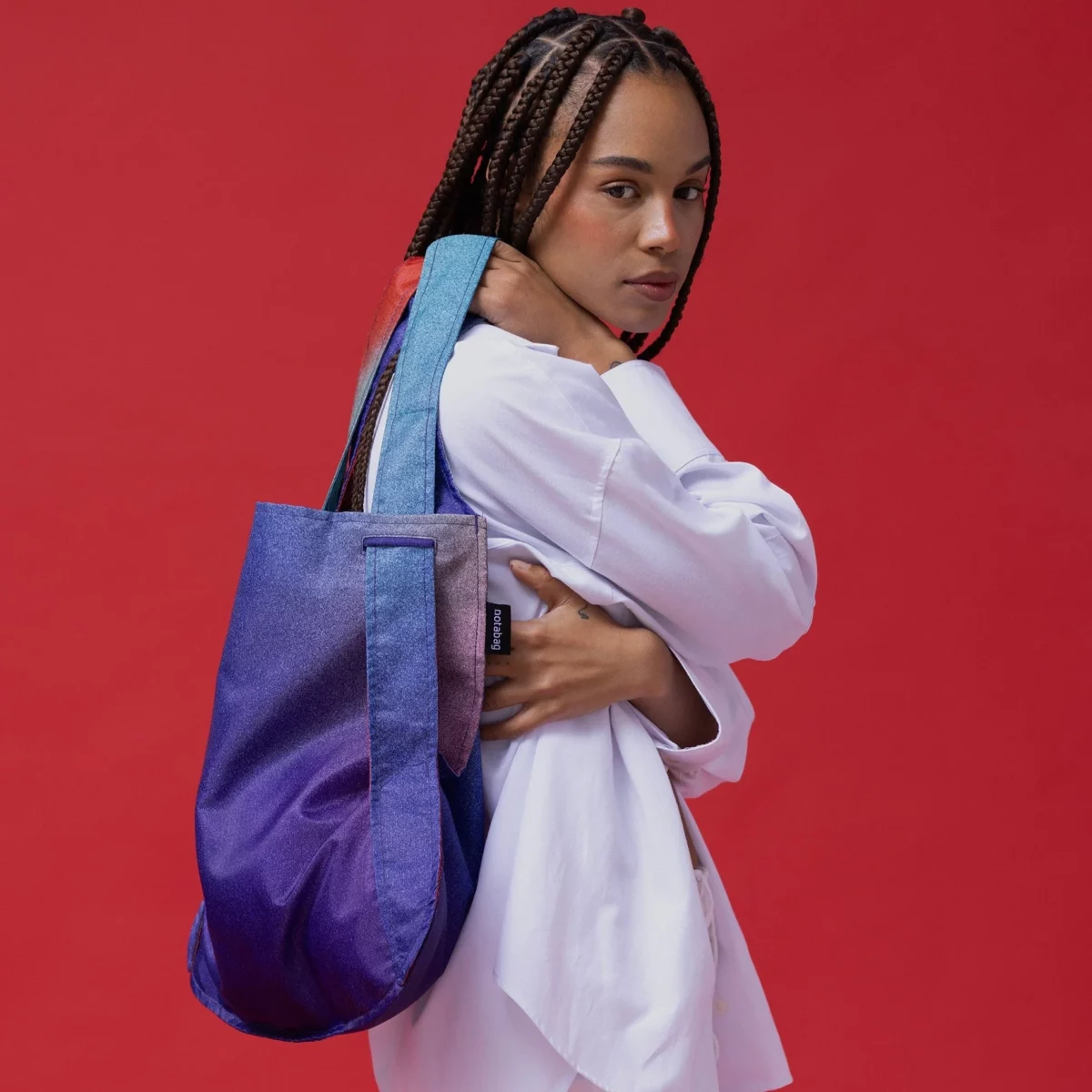Sac à dos et sac de courses 2-en-1 Notabag – Rayures et dégradé « Gradient Aurora », vue détaillée n° 8 | One Horizon