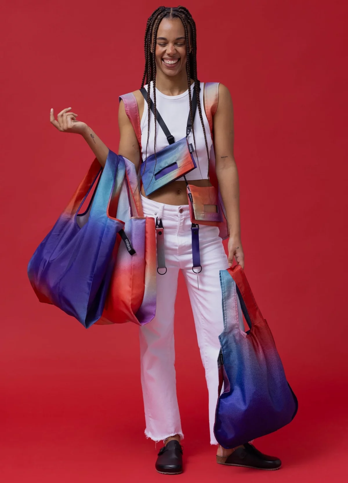 Sac à dos et sac de courses 2-en-1 Notabag – Rayures et dégradé « Gradient Aurora », vue détaillée 11 | One Horizon