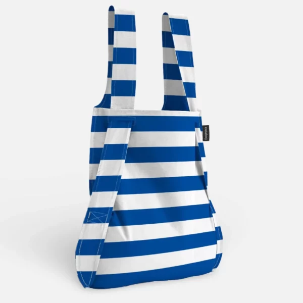 2-in-1 Backpack and Tote Bag – Stripes & Gradient - Navy Stripes