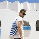 Sac à dos et sac de courses 2 en 1 Notabag – Rayures et dégradé bleu marine, vue détaillée 8 | One Horizon