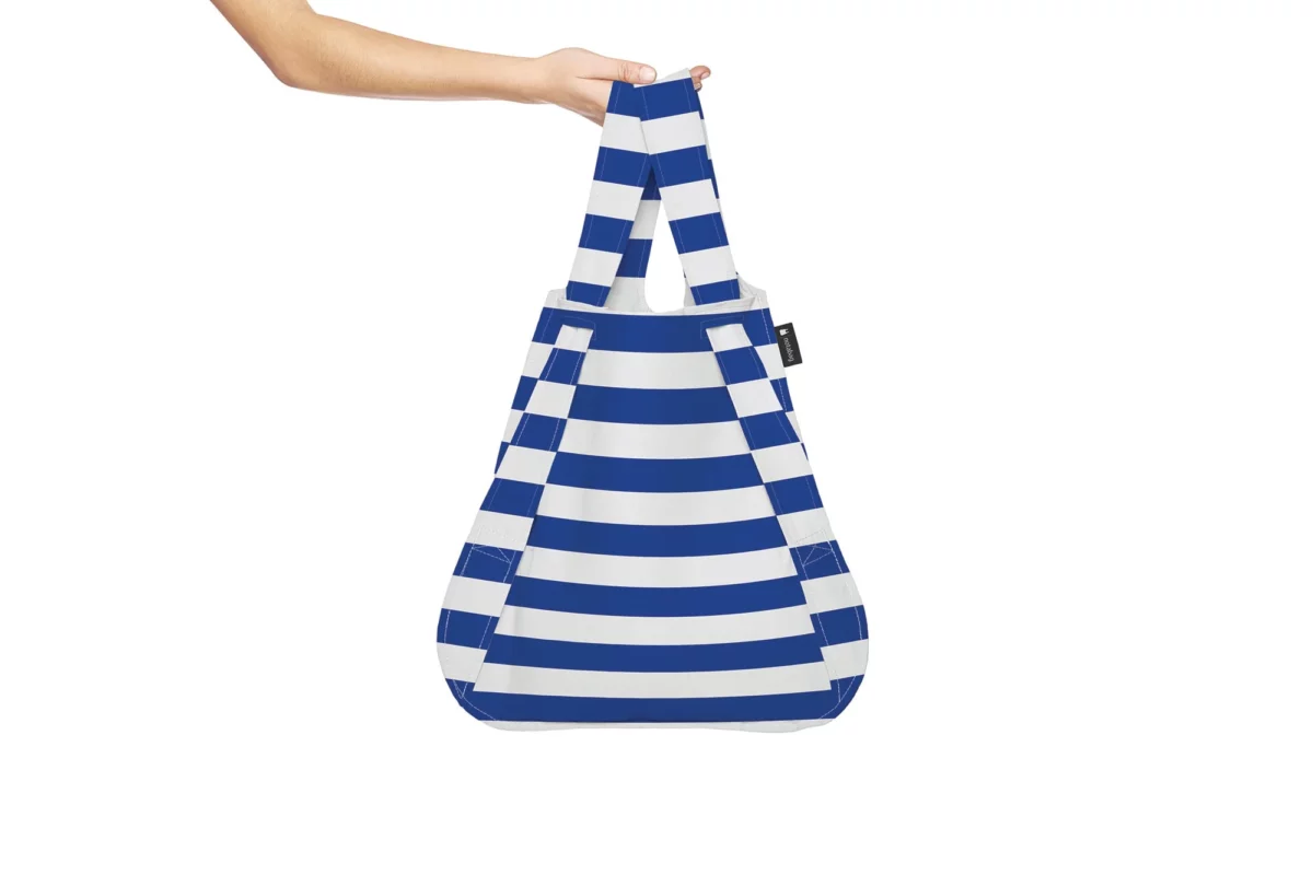 Sac à dos et sac de courses 2-en-1 Notabag – Rayures et dégradé de rayures bleu marine, vue détaillée 10 | One Horizon