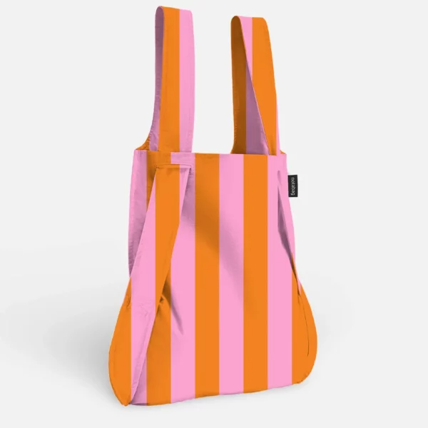 2-in-1 Backpack and Tote Bag – Stripes & Gradient - Orange-Pink Stripes