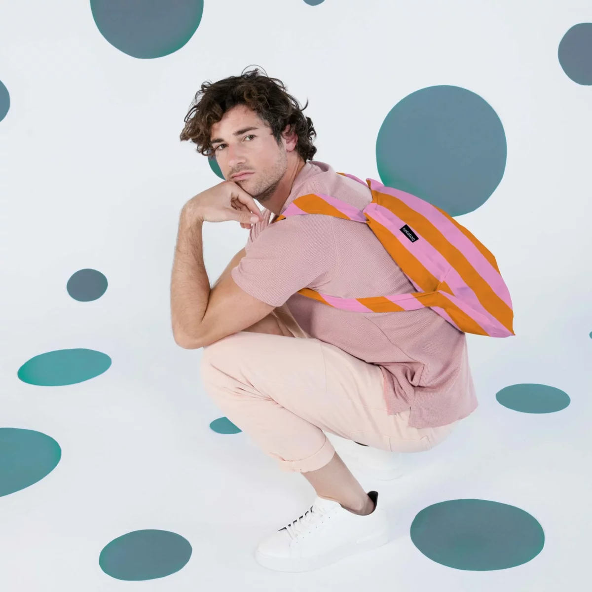 Sac à dos et sac de courses 2-en-1 Notabag – Rayures et dégradé orange-rose, vue détaillée 12 | One Horizon