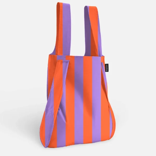 2-in-1 Backpack and Tote Bag – Stripes & Gradient - Red-Purple Stripes