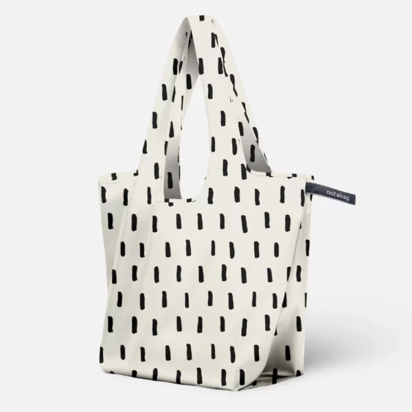 Foldable Shopping Bag – Patterns & Stripes - Black Brush