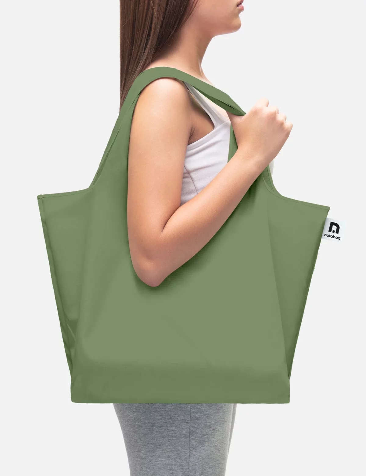Notabag Faltbare Einkaufstasche – Uni Olive, Detailansicht 2 | One Horizon