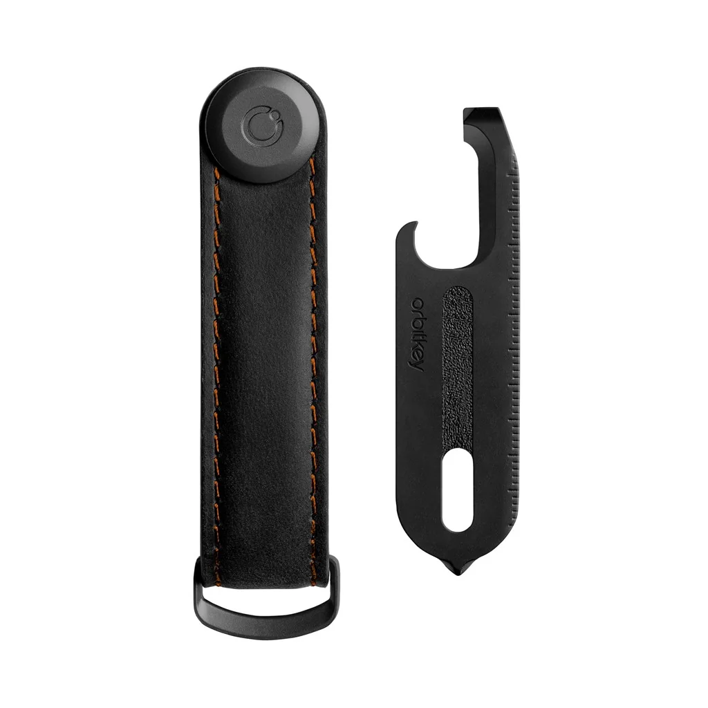 Orbitkey Gift Set Crazy Horse Leather Key Organiser + Multitool V2 Schwarz / Orange Naht, Detailansicht 3 | One Horizon