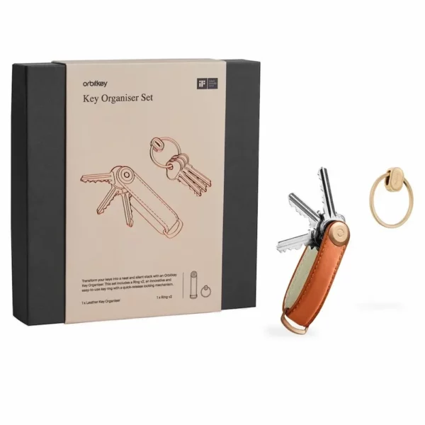 Orbitkey Gift Set - Leder Key Organiser - Cognac/Tan
