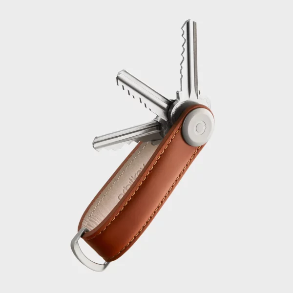 Orbitkey key organizer leather - Cognac with light brown stitching