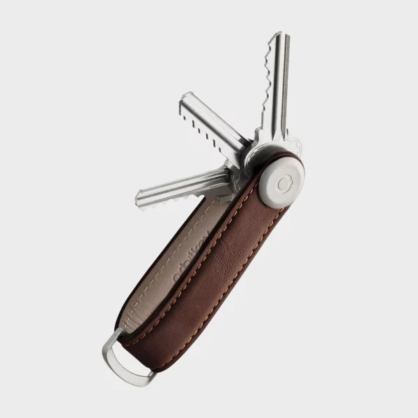 Orbitkey key organizer leather - Espresso with brown stitching