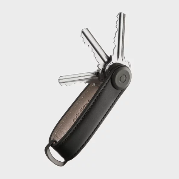 Orbitkey key organizer leather - Black with black stitching