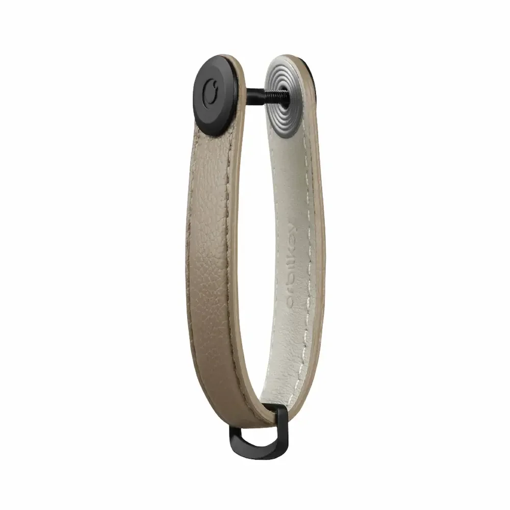 Orbitkey Key Organizer, Pebbled Leather, Ecru, Detail View 2 | One Horizon