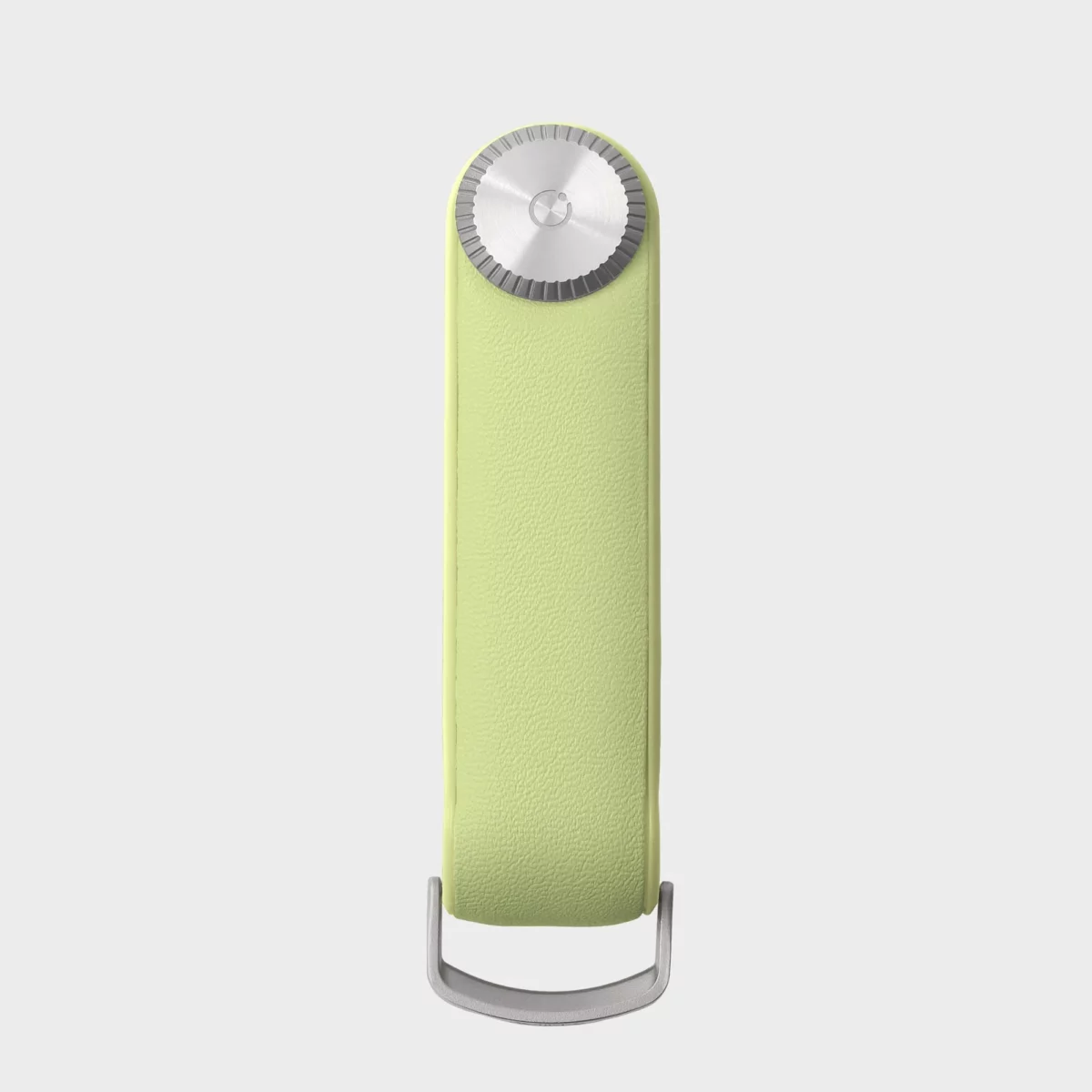 Vorderseite des Orbitkey Key Organiser Tracker in Citrus, geschlossen mit Edelstahl-Verschluss und D-Ring