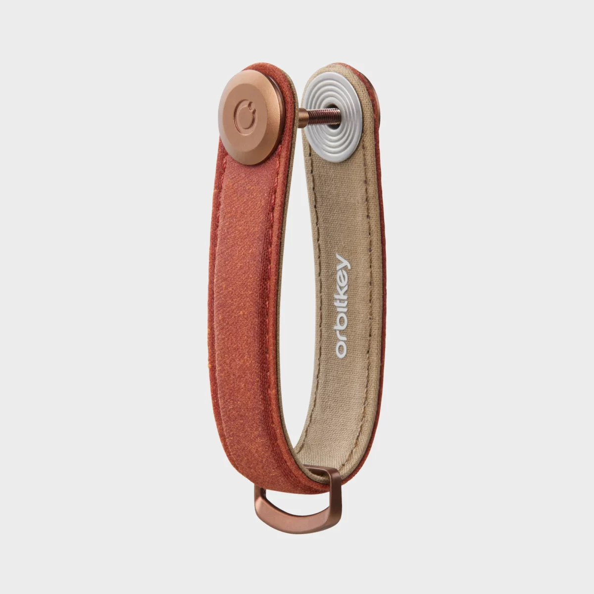 Porte-clés Orbitkey en toile cirée rouge brique, vue détaillée 3 | One Horizon