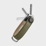 Porte-clés Orbitkey en toile cirée vert kaki avec clés | One Horizon