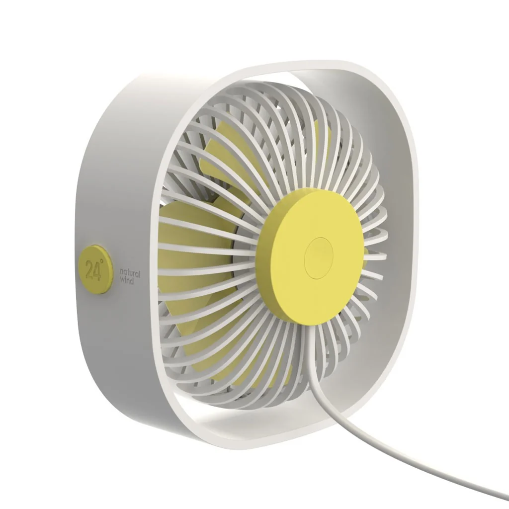 Mini ventilateur de bureau Qushini jaune, vue détaillée 3 | One Horizon