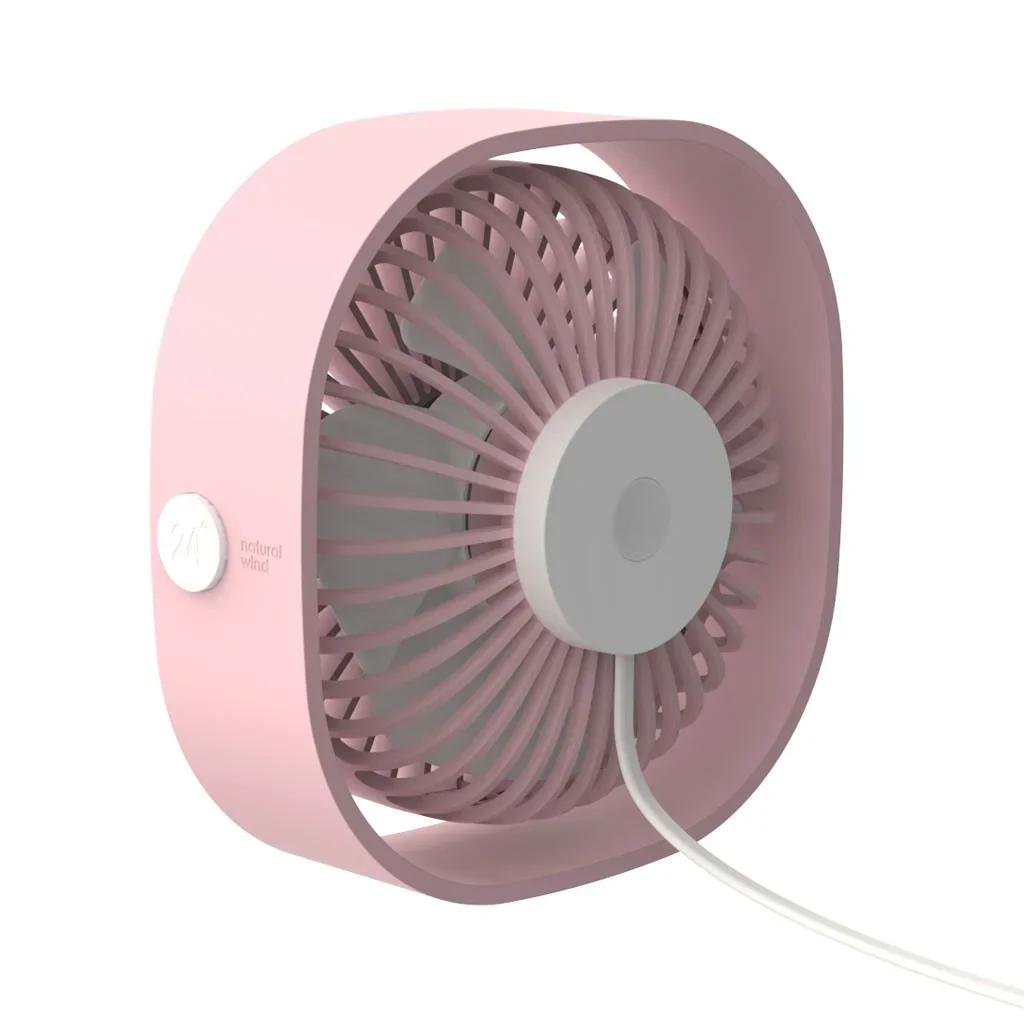 Mini ventilateur de bureau Qushini rose, vue détaillée 2 | One Horizon