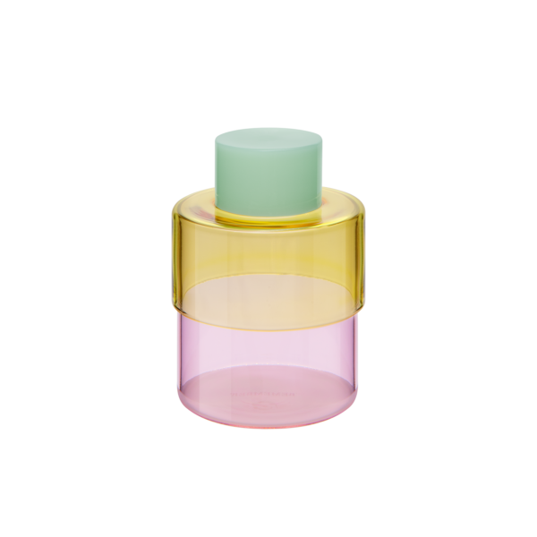 Milou Glass Jar - Yellow-Pink