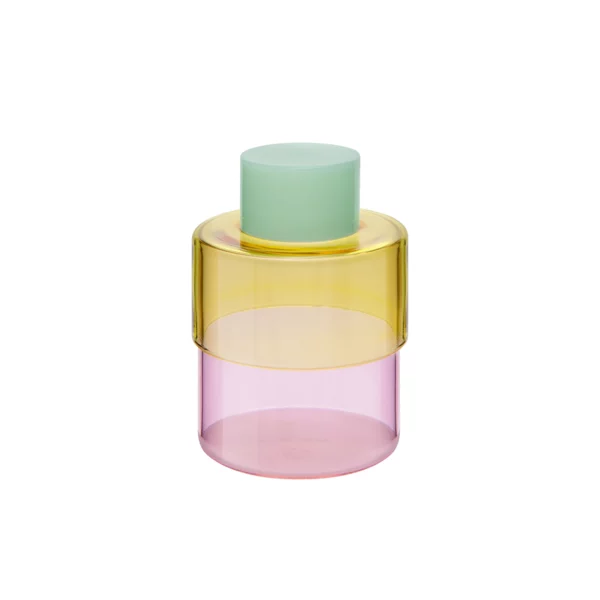 Boîte en verre Milou - Jaune-rose