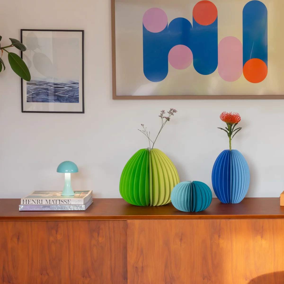 Vase en papier Remember Yuki Green L, vue détaillée 3 | One Horizon