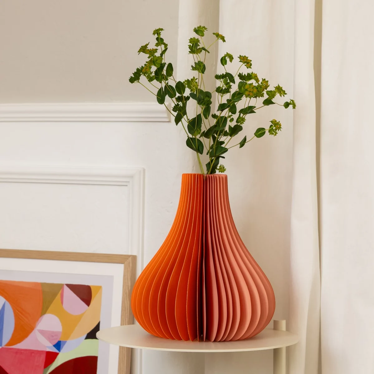 Vase en papier Remember Yuki Orange L, vue détaillée 2 | One Horizon