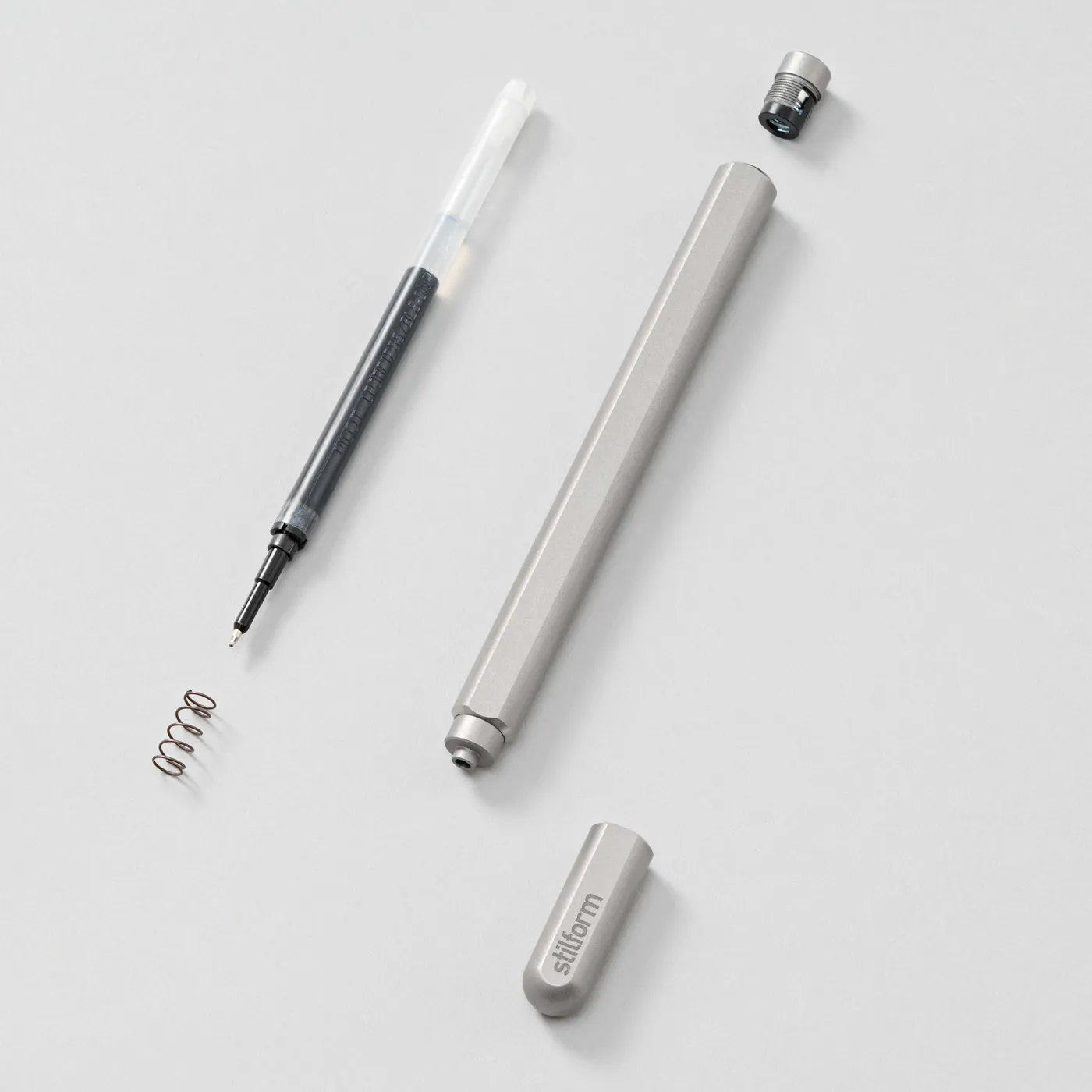 Stilform ARC Gelschreiber Aluminium zerlegt mit Pilot Juice Up Gelmine