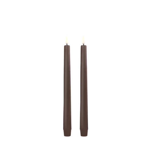 Classic LED Pillar Candle, 25 cm, Set of 2 - Brown