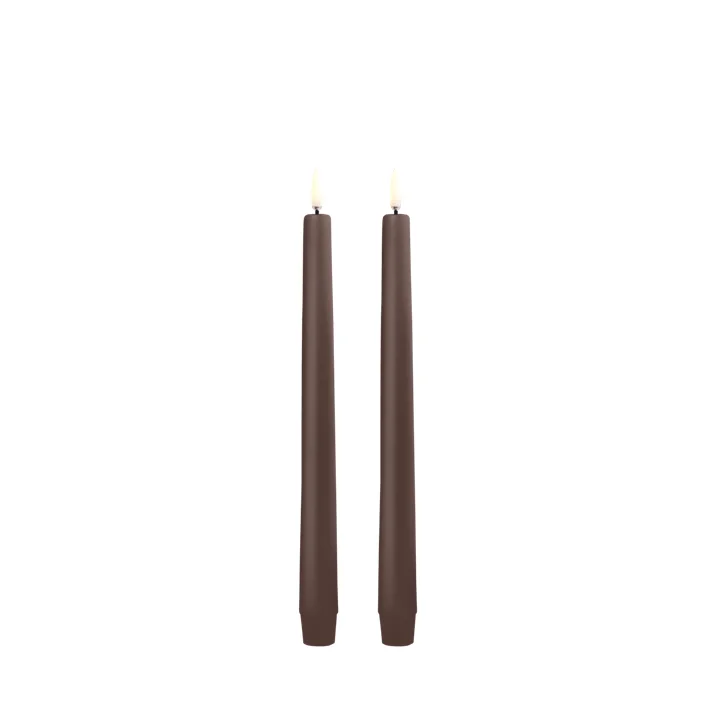 Classic LED Pillar Candle, 25 cm, Set of 2 Braun