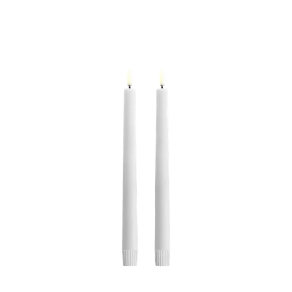 LED Taper Candle with Soft-Fit Cap, 25 cm, Set of 2 - Nordic White