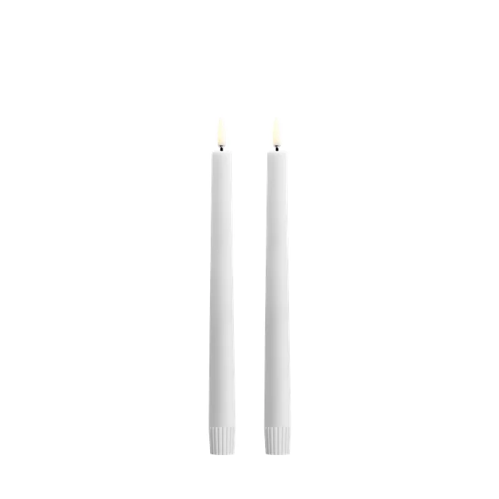 LED Taper Candle with Soft-Fit Cap, 25 cm, Set of 2 Nordisch Weiss