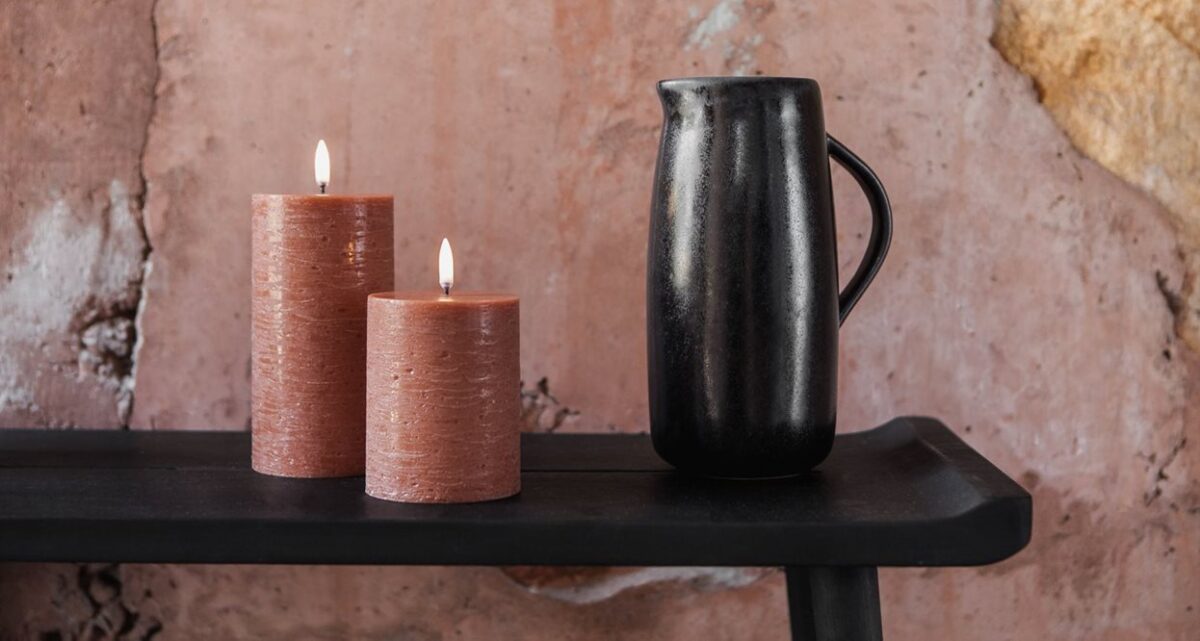 Rustic LED Pillar Candle, 7.8 cm
