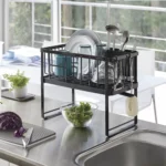 Yamazaki Two-Tier Dish Rack TOWER Black, Detail View 3 | One Horizon