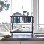 Yamazaki Two-Tier Dish Rack TOWER Black, Detail View 10 | One Horizon