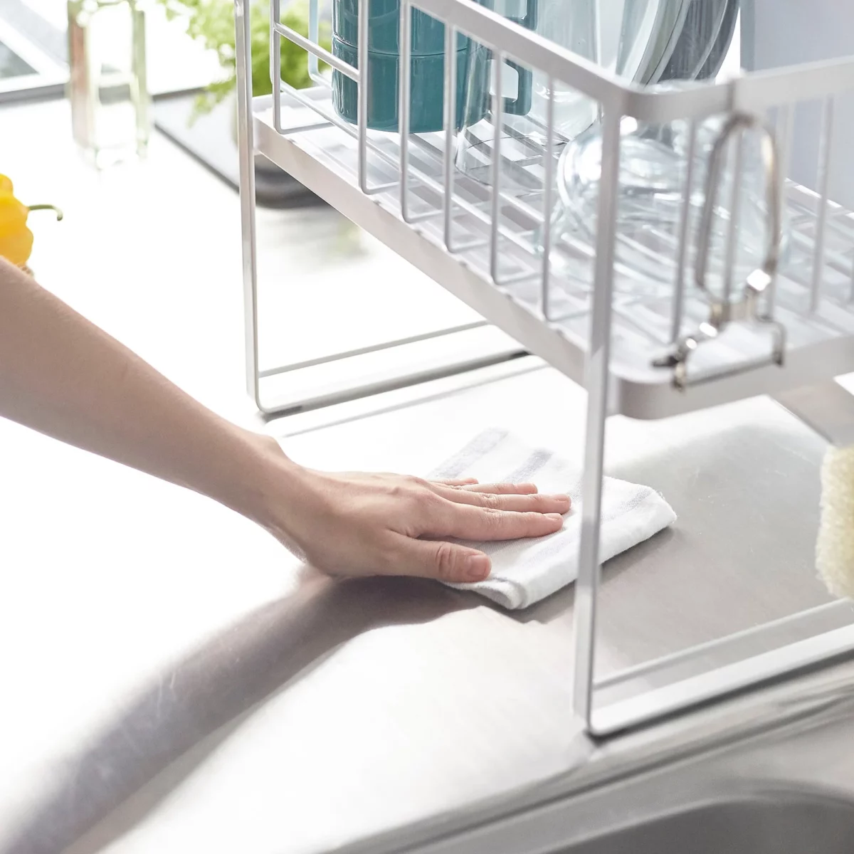 Yamazaki Two-Tier Dish Rack TOWER White, Detail View 4 | One Horizon