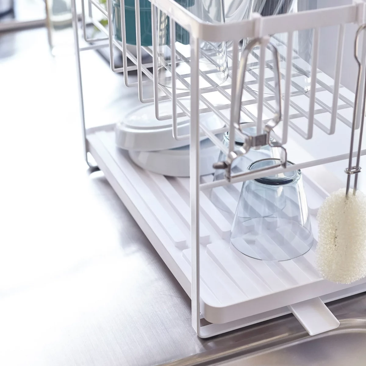 Yamazaki Two-Tier Dish Rack TOWER White, Detail View 8 | One Horizon