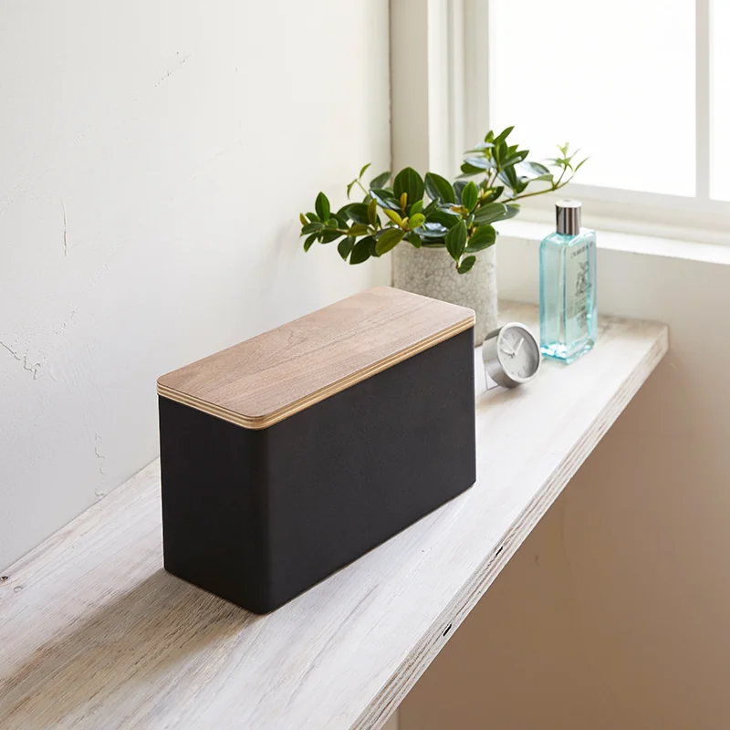 Boîte de rangement Yamazaki RIN noire, vue détaillée 10 | One Horizon