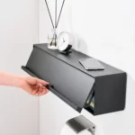 Yamazaki TOWER Black Wall-Mounted Storage Box, Detail View 4 | One Horizon