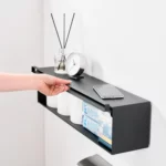 Yamazaki TOWER Black Wall-Mounted Storage Box, Detail View 5 | One Horizon