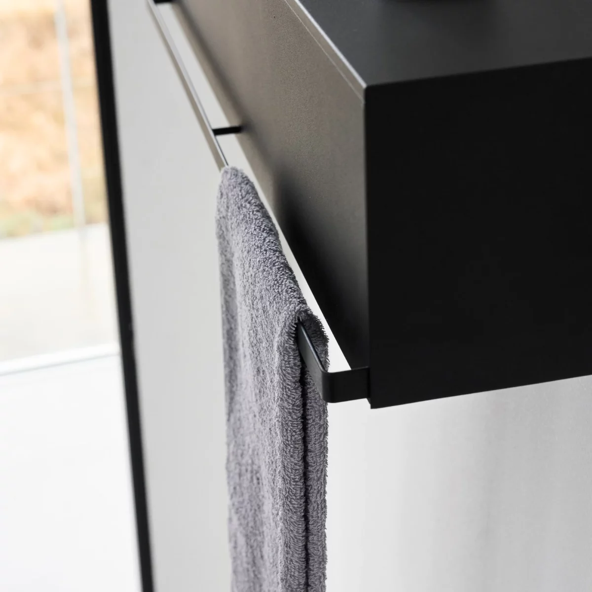 Yamazaki TOWER Black Wall-Mounted Storage Box, Detail View 7 | One Horizon