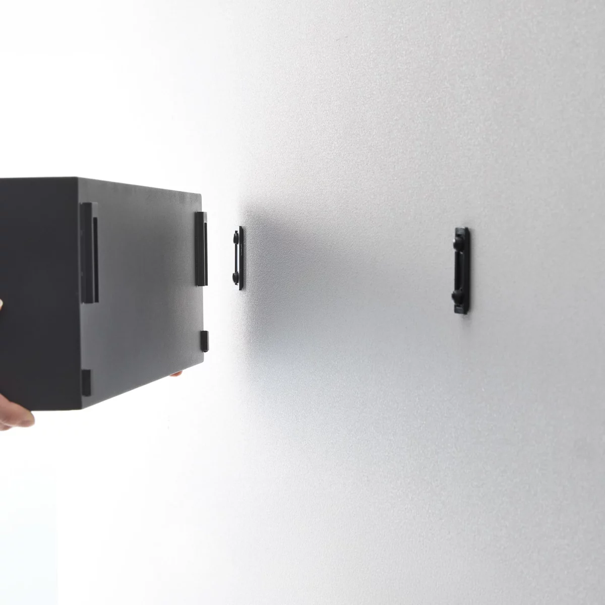 Yamazaki TOWER Black Wall-Mounted Storage Box, Detail View 11 | One Horizon