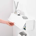 Yamazaki TOWER White Wall-Mounted Storage Box, Detail View 4 | One Horizon
