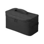 Yamazaki TOWER Storage Bag with Dividers in Black, closed with a handle, shown on a white background