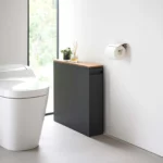 Yamazaki TOWER Pull-Out Shelving Unit with Wooden Shelf, Black, Detail View 12 | One Horizon