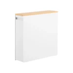 Yamazaki TOWER Pull-Out Shelving Unit with Wooden Shelf, White | One Horizon