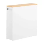 Yamazaki TOWER Pull-Out Shelving Unit with Wooden Shelf, White, Detail View 10 | One Horizon
