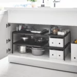 Yamazaki TOWER Extendable Shelf, Black, Detail View 2 | One Horizon